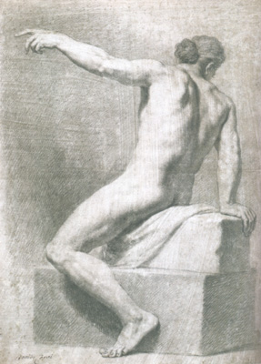 Domenico Corvi - Nudo seduto di spalle