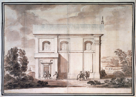 Carlo Marchionni - Prospetto laterale di una chiesa a Riano per il principe Ruspoli