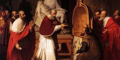 Peter Rittig – Papa Paolo III Farnese visita Michelangelo nel suo studio Peter Rittig - Papa Paolo III Farnese visita Michelangelo nel suo studio