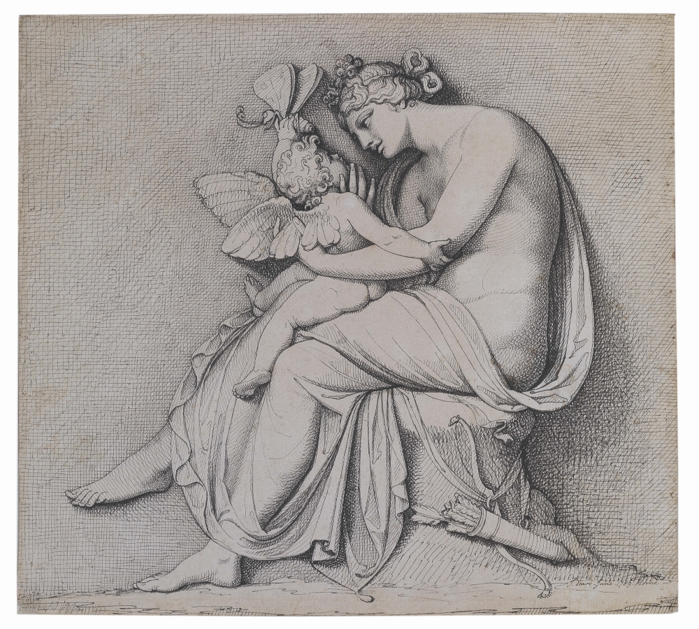 John Deare - Venus Caresses Cupid who Holds a Butterfly
