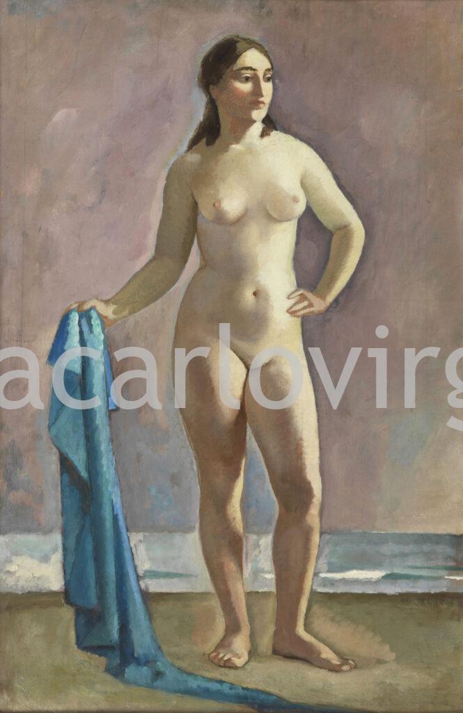 Nino Bertoletti - Female nude on a beach, portrait of Pasquarosa
