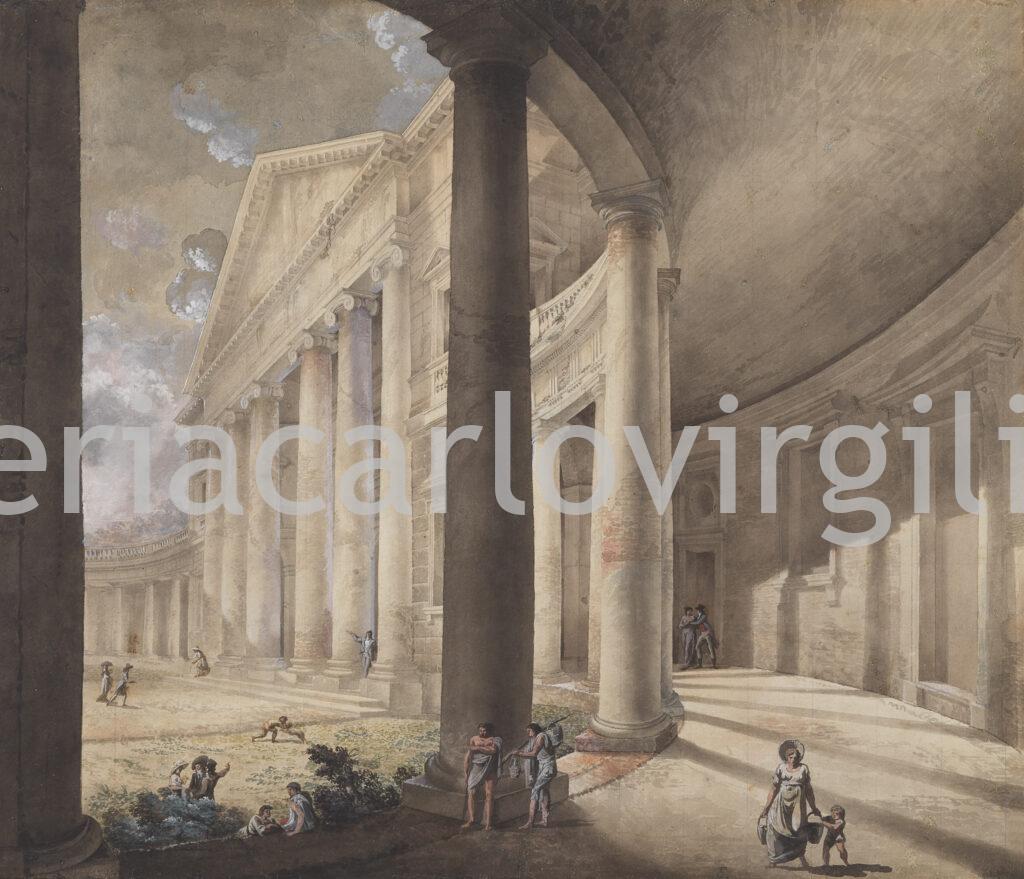 Antonio Basoli - The facade of Villa Aldrovandi Mazzacorati seen from the portico