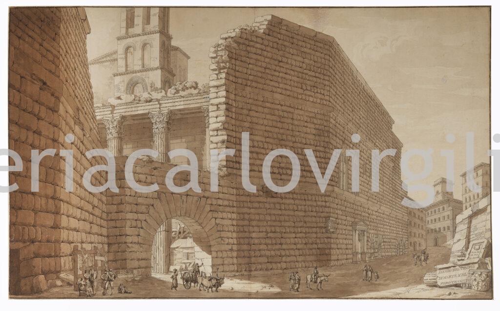 Bartolomeo Pinelli - Remains of the Temple of Mars in the Forum Transitorium