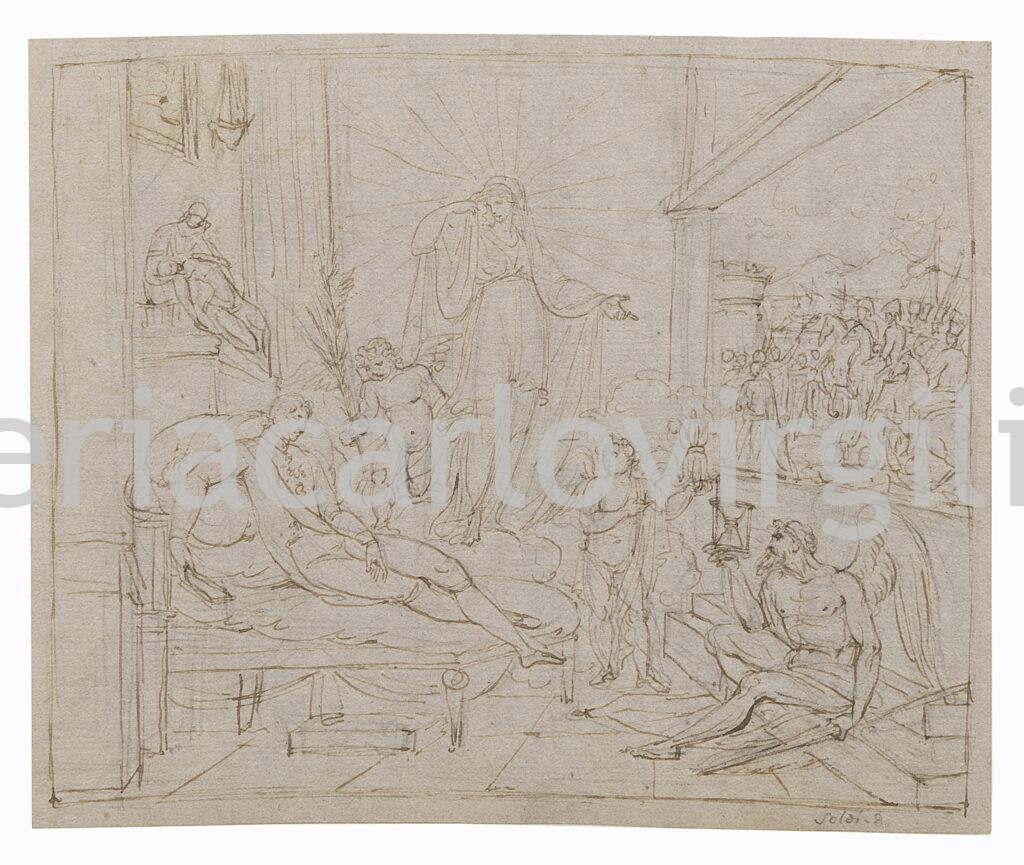 Giuseppe Cammarano - Un Angelo porge la palma del martirio per l’esilio subito a Ferdinando I sul letto di morte
